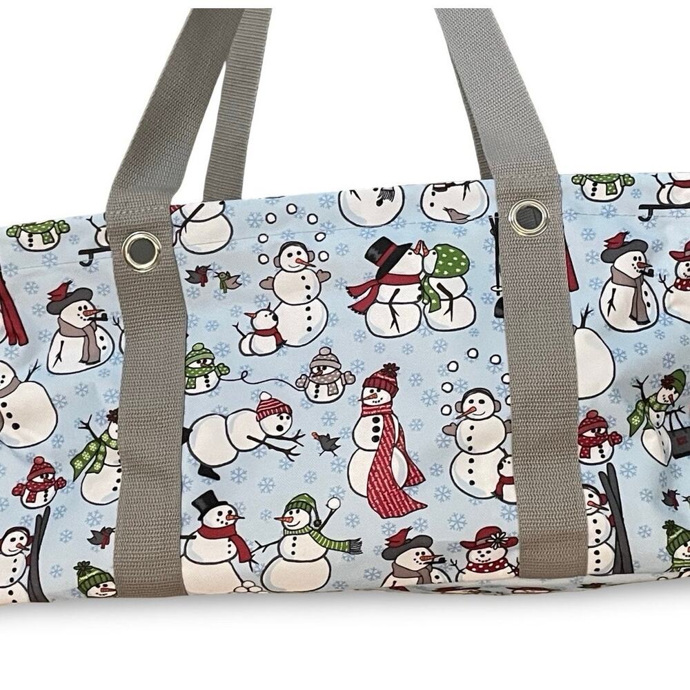 Thirty-One Small Utility Tote Snow Daze Snowman Blue Snowflake Organizer Bag 31 - Picture 5 of 12